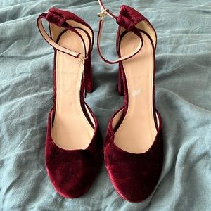 J. Crew Red Velvet Heels 10.5